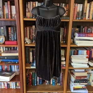 Laundry by design grey velvet and satin empire waist cocktail dress sz 2 nwt